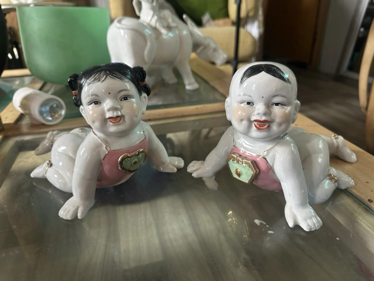 Vintage Baby Figurine In Antique Ceramic & Porcelain Figurines for