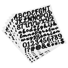 Self-Adhesive Vinyl Letter Alphabet Number Stickers,Black 1" 76 Count/Sheet,6pcs