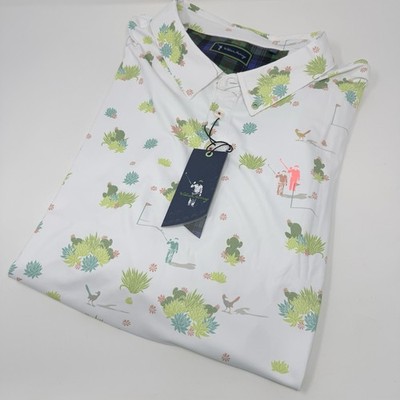NWT William Murray Men's Golf Beep Beep Polo Shirt White 3XL