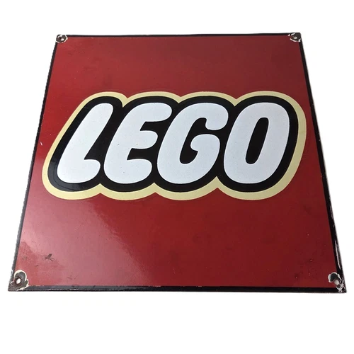 Vintage LEGO Logo Sign - Square Red Porcelain Enamel Advertising Sign