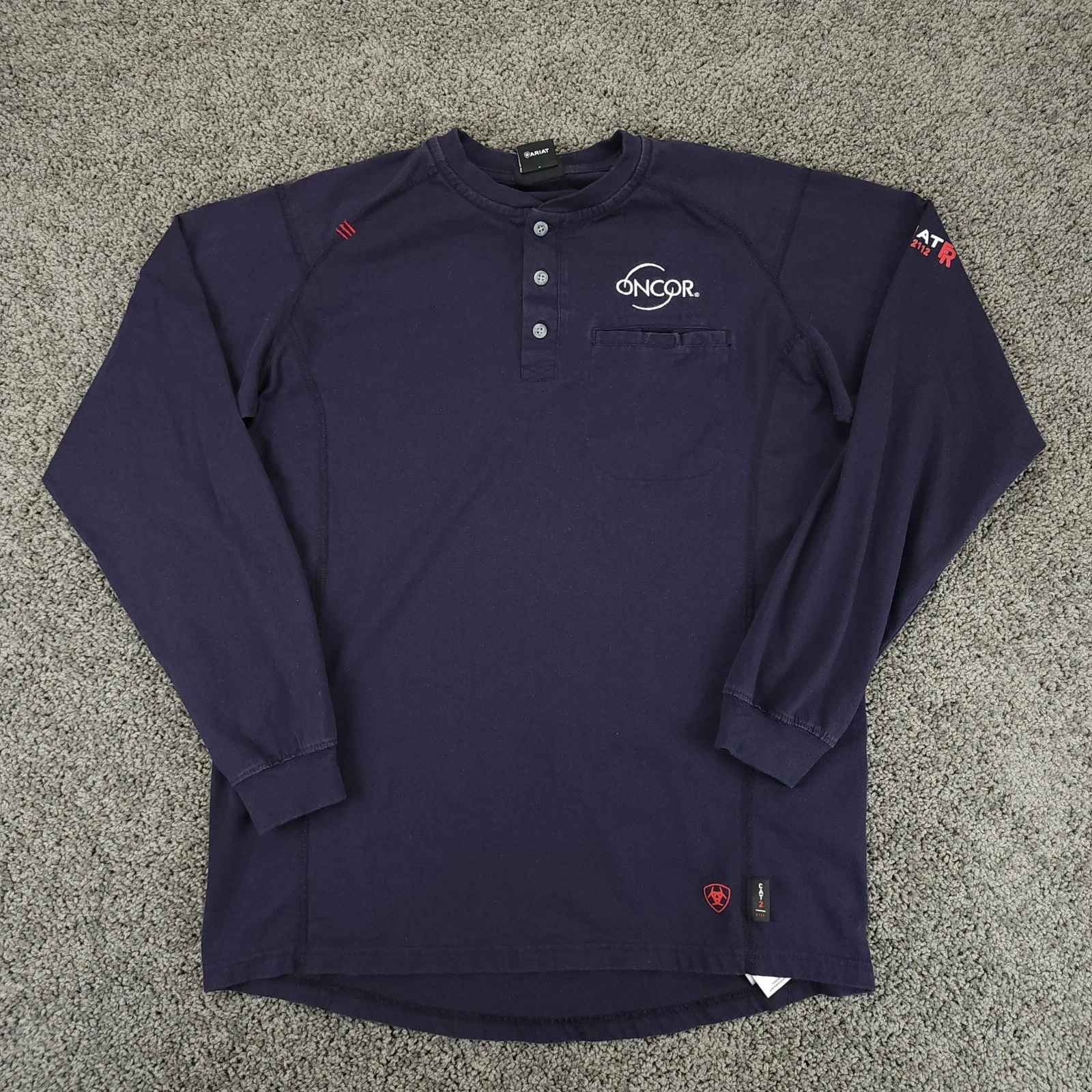 Ariat Shirt Mens Medium Navy FR Henley Work Pocket CAT2 2112 Knit Long Sleeve*
Opens in a new window