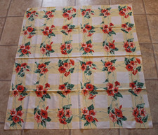 Vintage Tablecloth - Orange Flowers with Green Ivy Design 48 1/2