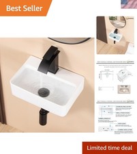 Sleek 14.3 x 10.1 Inch Wall-Mount Ceramic Bathroom Sink Easy Installation