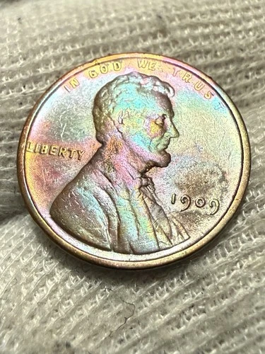 1909 VDB Philadelphia Mint Copper Lincoln Lustr AU +Wheat Cent High Grade Toned