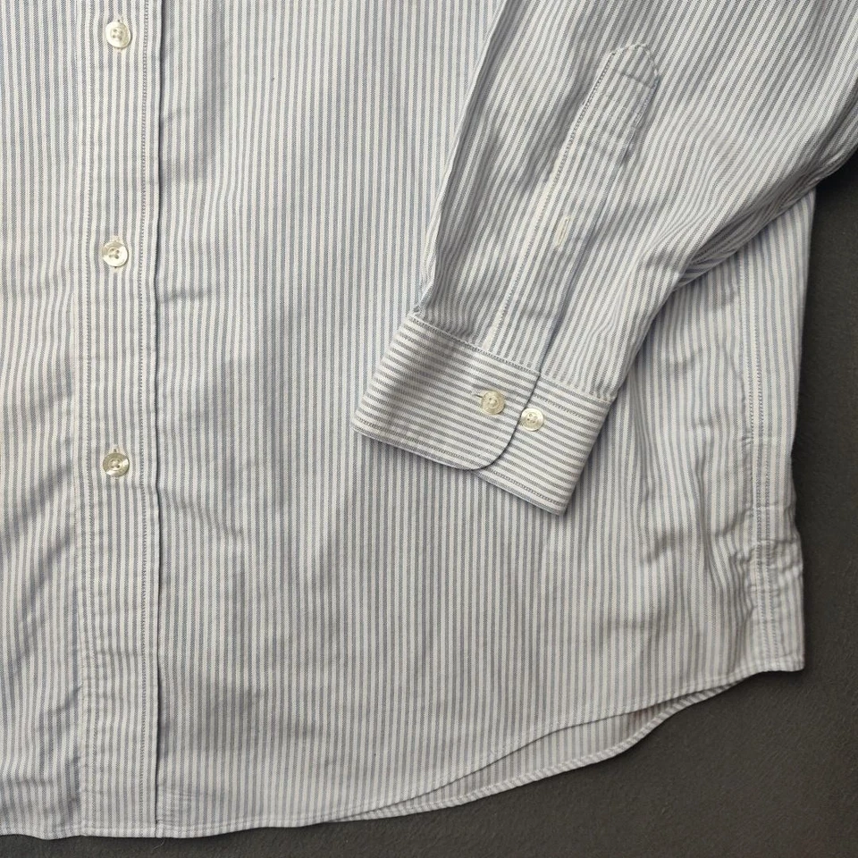 Camisa Brooks Brothers Para Hombre XL Azul Blanco Rayas Madison Sin Hierro Algodón Supima Foto 4 de 4