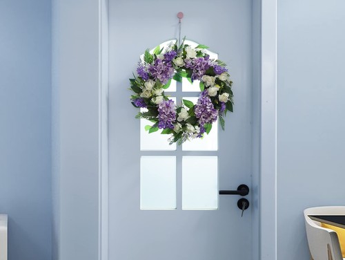 Summer Wreaths for Front Door Green Plant Purple Hydrangea Weaths 18 inch on ... - Picture 6 of 8
