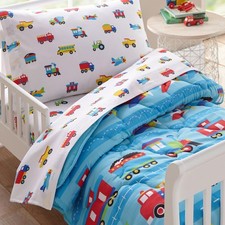 Toddler Bed in a Bag   4-Piece Microfiber Bedding Set with Comforter, Pillowc...