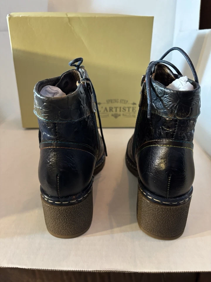 L’Artiste by Spring Step Fallinluv Leather Lace-Up Boots –Navy Multi Sz 6. 054 - Image 2 of 4