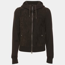 Tom Ford Brown Suede and Knit Hooded Jacket S