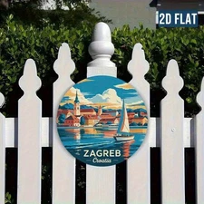 Vintage Nautical Sailboats Historical Buildings Round Aluminum Sign