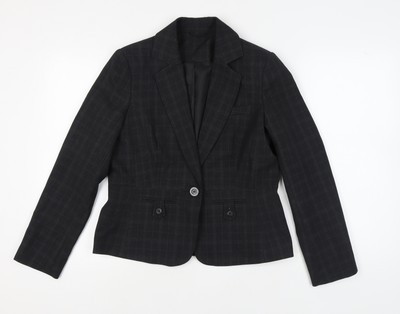 e-vie Damen Blazer schwarz kariert UK 14