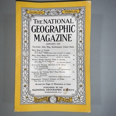 National Geographic Lot Of 8 1958 Magazines Jan-Aug