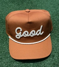 Adult Good Golf Good Loop Rope Golf Hat NWT Authentic Cap Burnt Brown White