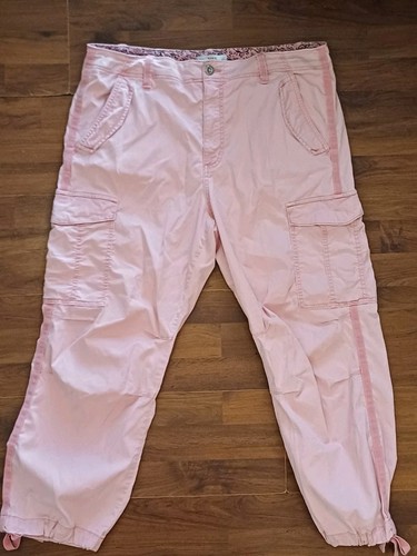 Marks & Spencer Cargo Trousers Pink Cotton & Lyocell Size UK 18 Short
