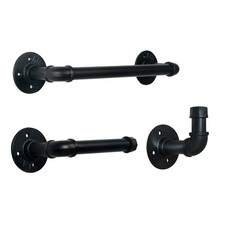 HouseAid 3-Pieces Industrial Pipe Towel Holder Set, 3-Piece Black , Black