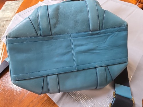 Coach Bleecker Business Reisetasche türkis blau Ledertasche mit Riemen 550 $ - Bild 12 von 24