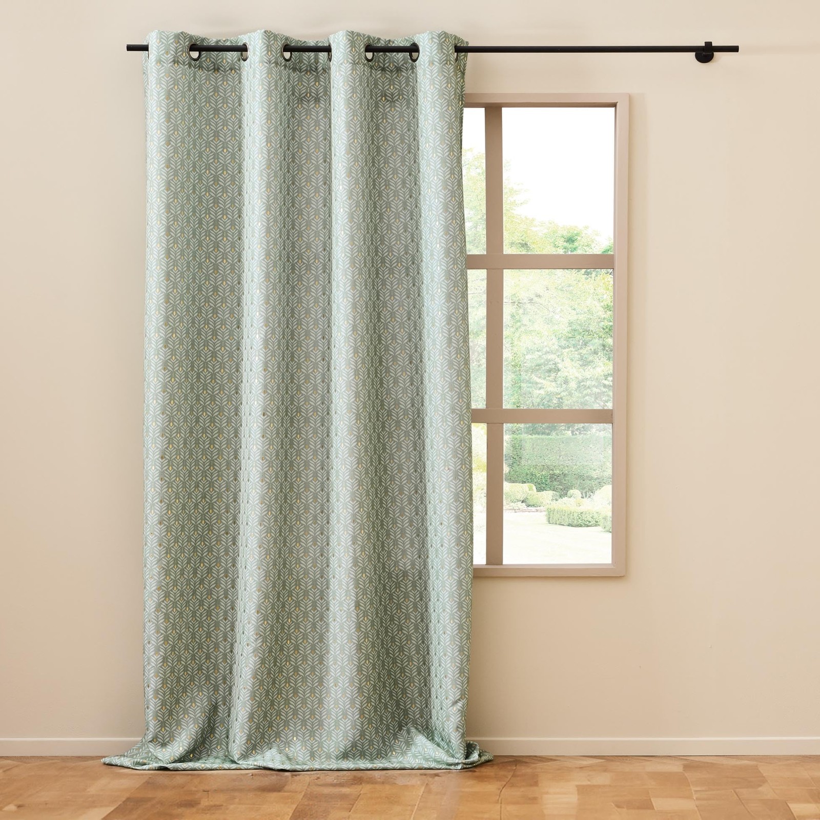 Rideau à oeillets 140x280 vert sauge Piana rideau polyester imprimé
