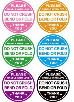 2 inch 300 PCS 6 Colors Do Not Crush Bend or Fold Handle with Love Labels...