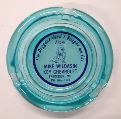 Mike Wildasin Key Chevrolet Basset Hound 4.25'' Glass Ashtray Frederick Md