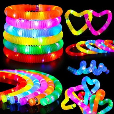 24 pcs Light Up Glow Sticks, LED Pop Tubes Party Favors for Kids 4-8 Glow 