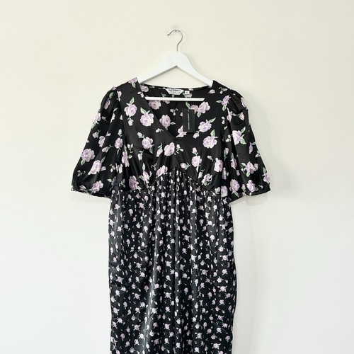 Dorothy Perkins Maternity Satin Midi Dress Size 14 Empire Waist Bias Cut Lilac - Picture 3 of 11