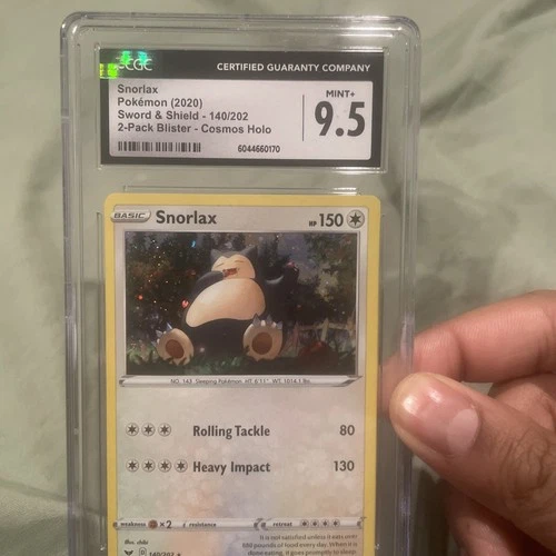 SNORLAX 2020 POKEMON SWSH 2021 COSMOS HOLO RARE 140/202 CGC 9.5 MINT+