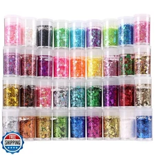 Chunky and Fine Glitter Mix, Estanoite 36 Colors Chunky Sequins and Fine Glit