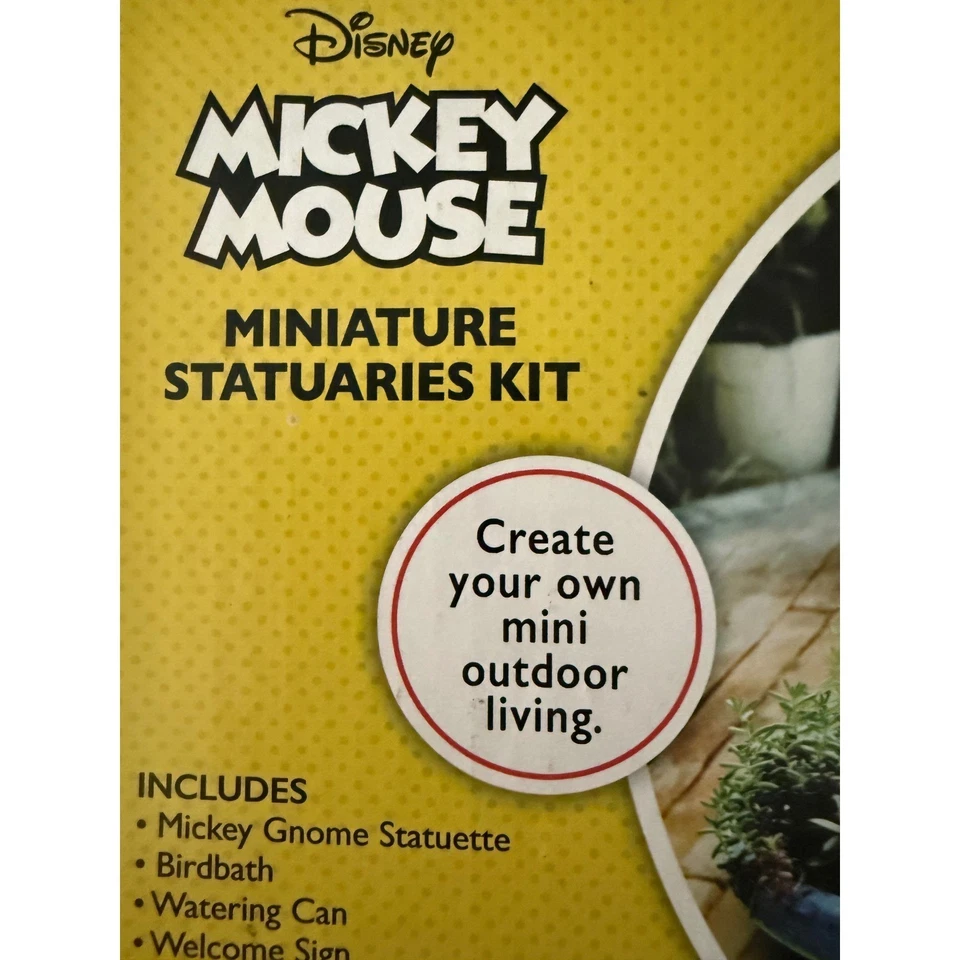 Disney Mickey Mouse Miniatura Gnomo Jardín Estatuario Kit Vida Exterior Foto 4 de 4
