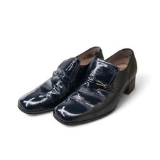 Vintage K Shoes Made In England Black Patent Leather Loafers Shoes UK 6 EU 39