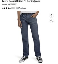 Levi's 511 Boys Slim Fit Denim Jeans Adjustable Waistband Blue Size 6 REG. 4