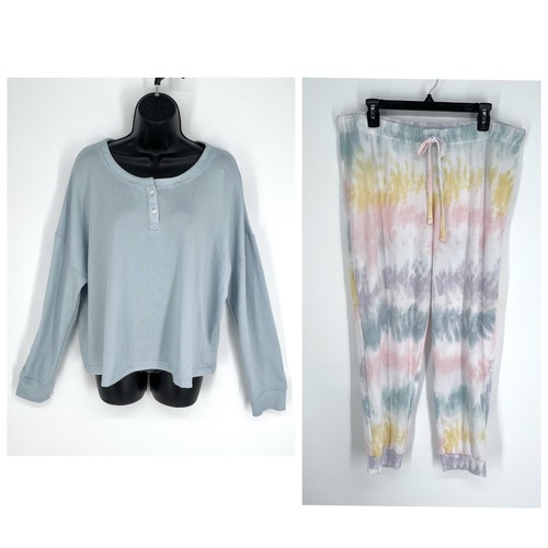 Jenni NWT Womens 2 Piece PJ Set Sleepwear Shirt & Pants Size XL Blue, Multicolor
