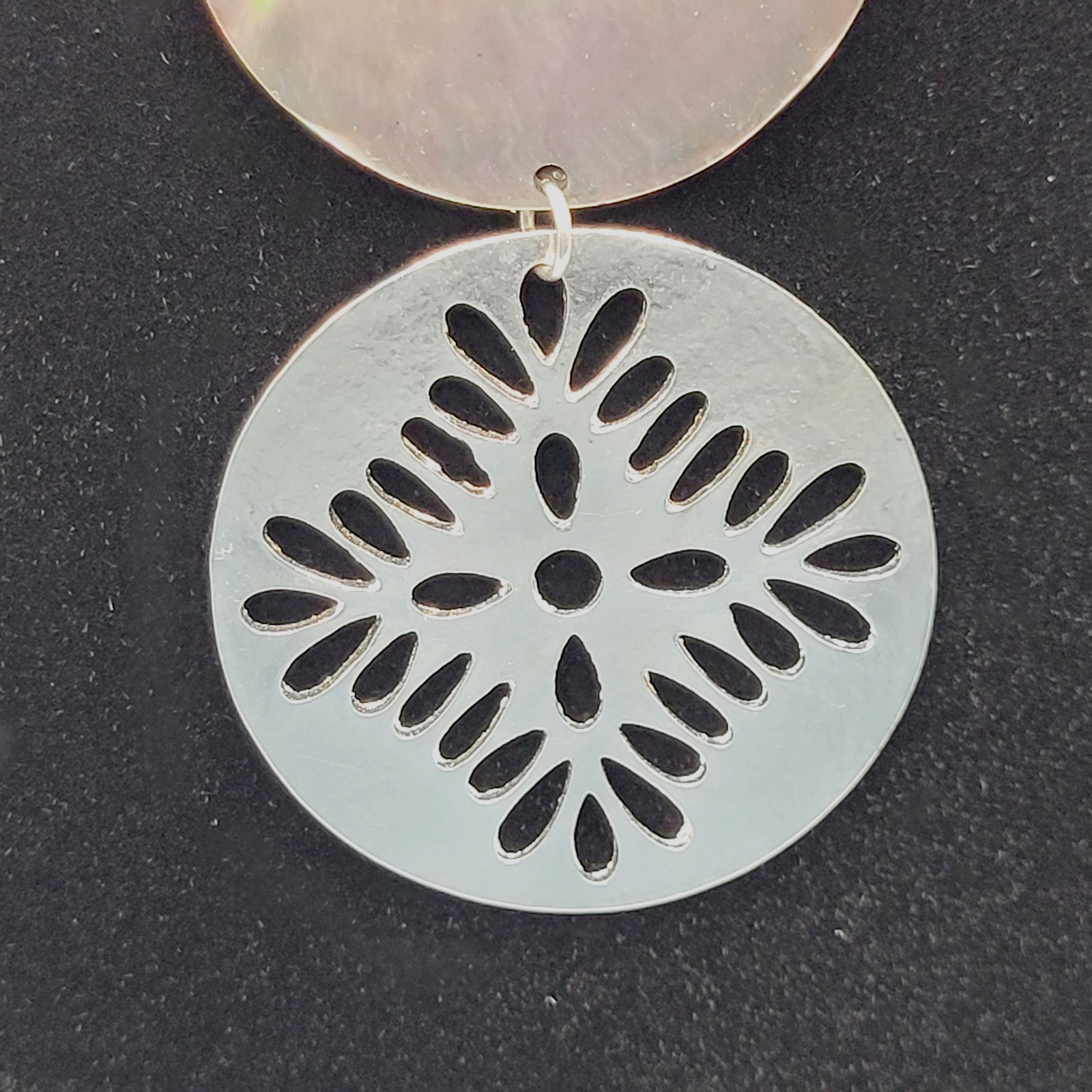 Shell Seashell MOP Abalone Half Circle Silver Ton… - image 13