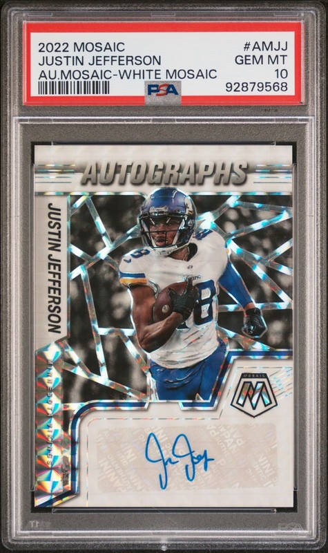 2022 Panini Mosaic Football Justin Jefferson #AM-JJ Auto White /25 PSA 10