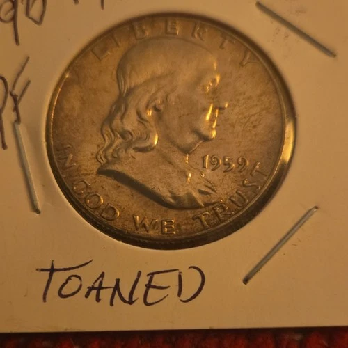 1959 Franklin Half Dollar Circulated Toned Silver US Coin