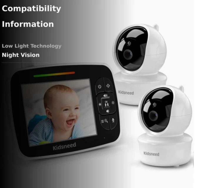 Kidsneed Monitor de Bebé con 2 Cámaras - Monitor de Bebé Video de 3.5 Pulgadas con Control Remoto Foto 3 de 4