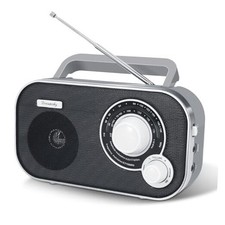 AM FM Portable Radio Plug In Wall or Battery Operated for Home  Outdoor, Grey