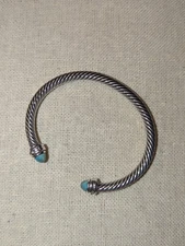 Turquoise & Silver Cuff Bracelet | David Yurman Cuff Bracelet | Cable Cuff