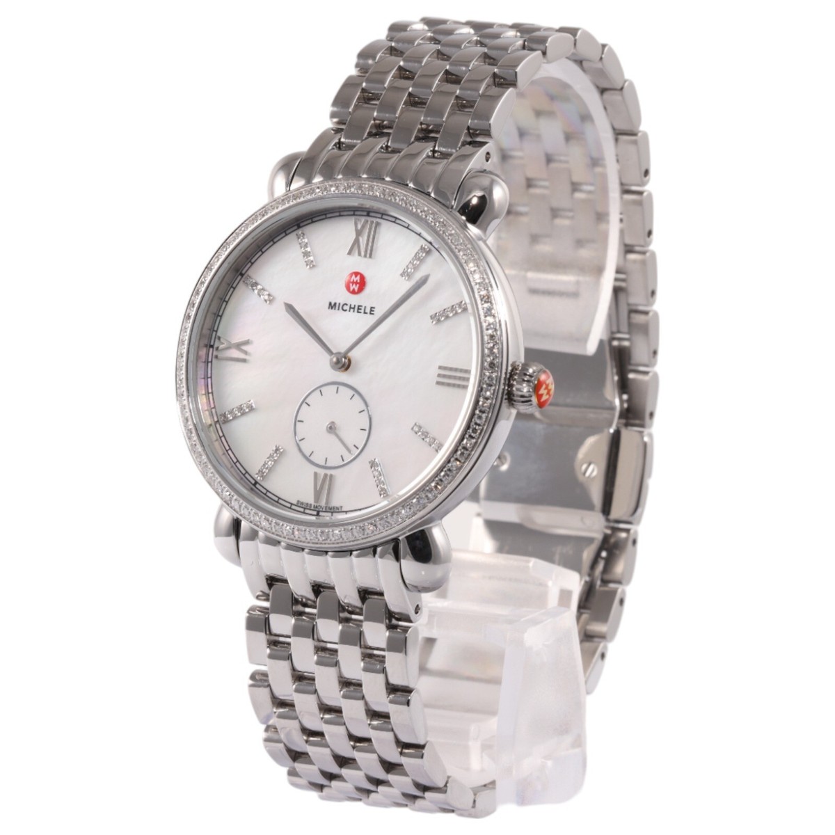 Michele Gracile 36mm White Mother of Pearl Dial Diamond 