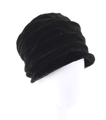 Vtg COUTURE c.1920's Black Silk Velvet 