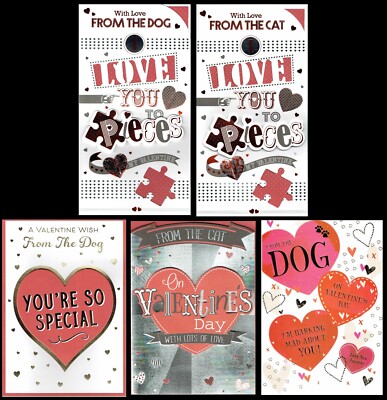 VALENTINSTAGSKARTE von der KATZE / HUND ~ Qualität Valentinstag große Auswahl