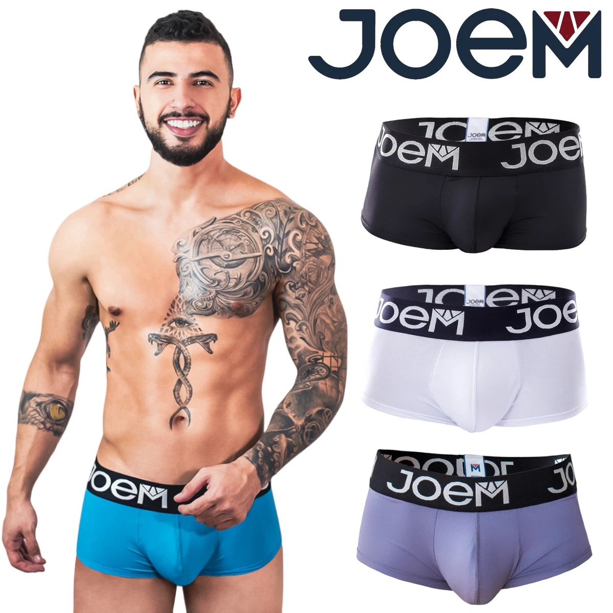 Joem Solid Boxer Briefs Mens Underwear Quick Dry Workout Pouch Trunks  Underpants