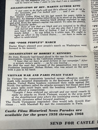 CASTLE FILMS NEWS PARADE OF 1968 - ASSASSINATION RFK MARTIN LUTHER KING HISTORIC - Picture 8 of 10
