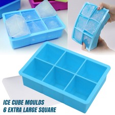 1/2x Ice Cube Tray 6 Extra Large Square Food Grade Jumbo Ice Cube Moulds Whiskey