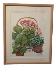 Vintage Large  Unique  Still Life Flowers Painting Signed By Artist 