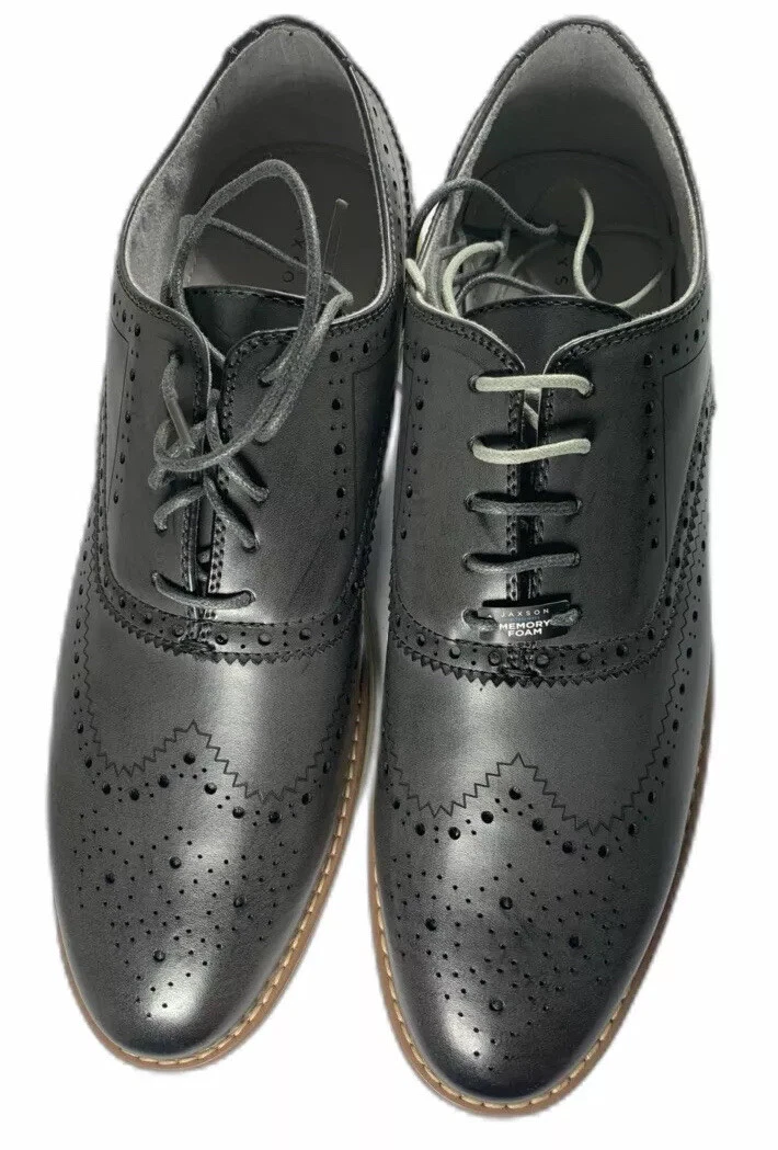 Rockport Jaxson Wingtip Gray Leather Oxford Dress Shoes 13 Memory