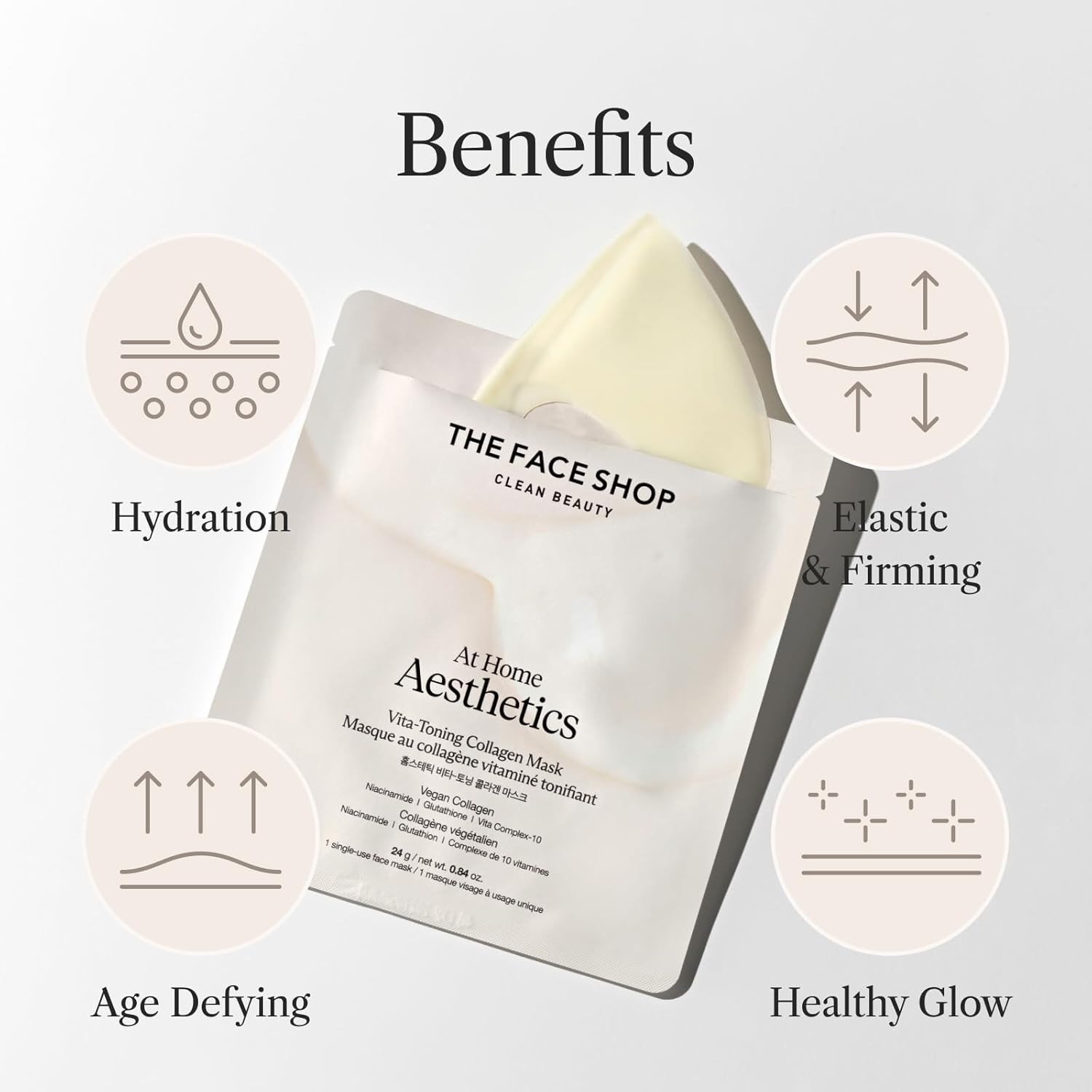 The Face Shop at Home Aesthetics Vegan Collagen Face Mask, Korean Glass Skin Car