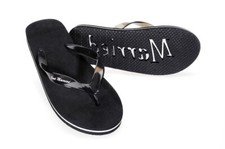 Mens Just Married Black Flip Flops Small