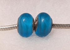 Set of 2 NEW Pandora Matte Blue Murano Glass ...