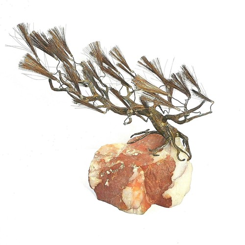 Curtis Jere Brutalist Cypress Tree Sculpture Quartz Base Mid Century Modern 17" - Picture 2 of 12