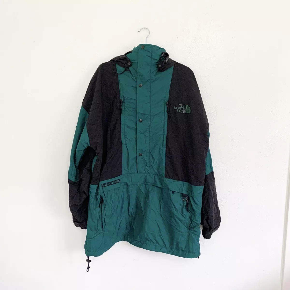 Vintage 90s The North Face Steep Tech Green Pullover Jacket RARE COLOR Made  USA